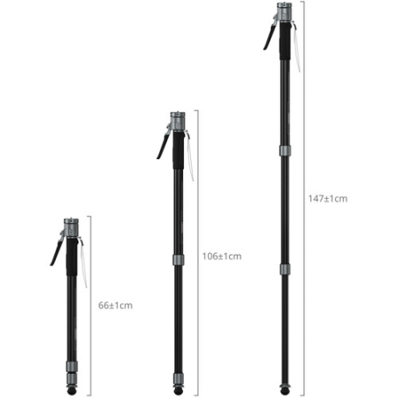 SmallRig 6284 x Potato Jet TRIBEX PRO (Basic) - hydrauliczny monopod Carbon, bez głowicy - wymiary sekcji